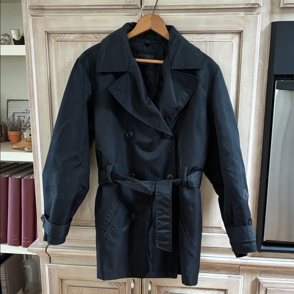 Express Outerwear trench coat finger tip length sz S black